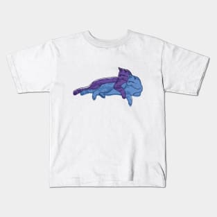 Two Hugging Cats - Blue and Purple Kids T-Shirt